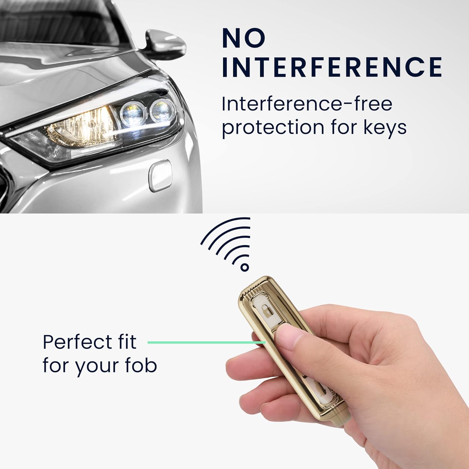 kwmobile Funda para llave compatible con Volvo 4-Tasten Autoschlüssel Go Keyless Go – Funda protectora para llave de coche, color blanco y dorado