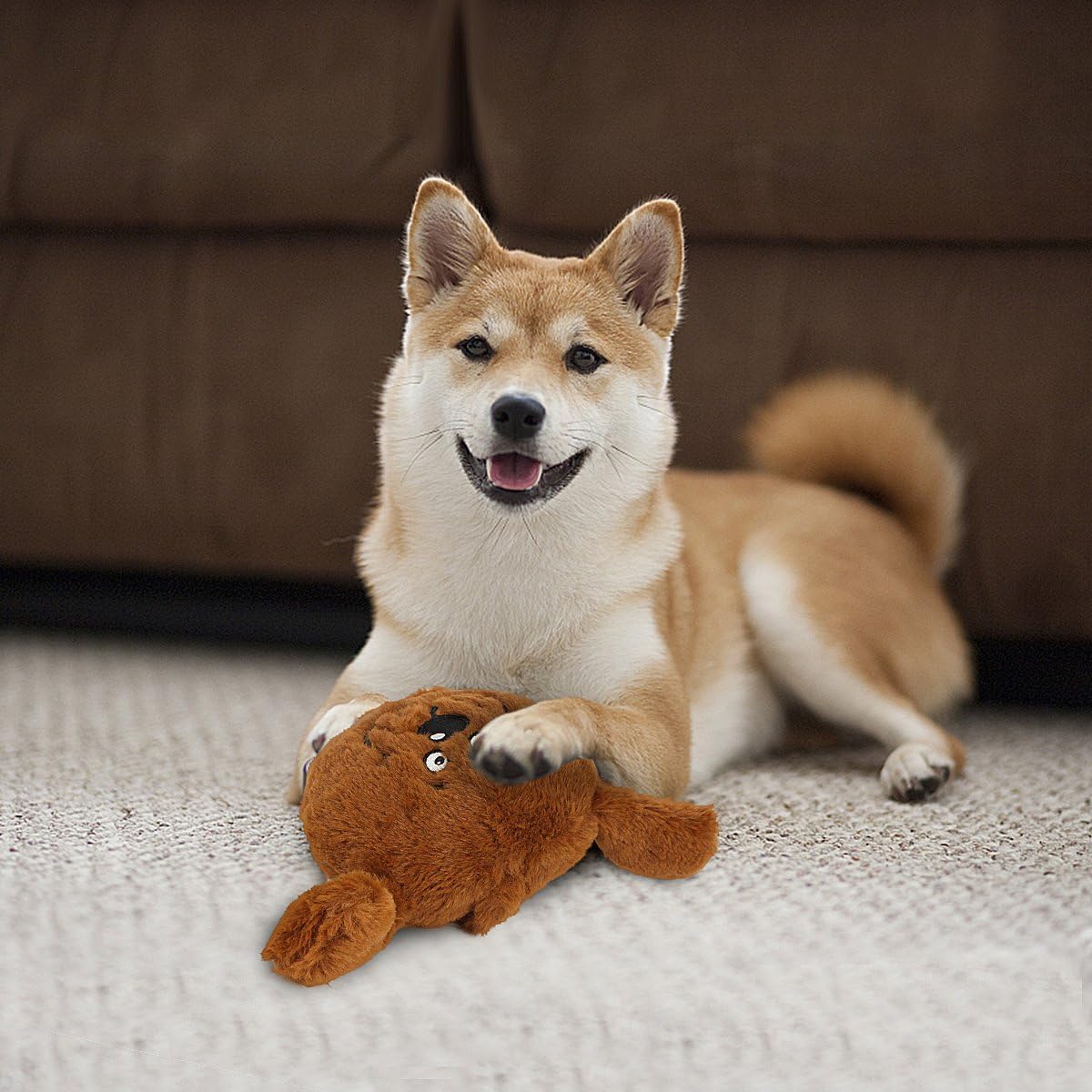 NAMSAN Giggle – Juguete de peluche interactivo para perros, juguete chirriante con bola de activación de salto para perros que juegan (monstruo