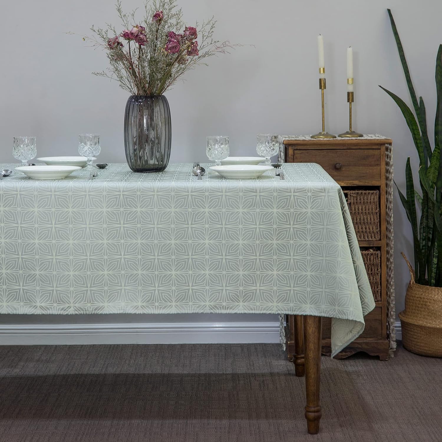 GLORY SEASON Mantel rectangular con textura de damasco, moderno, sólido y pesado, tela jacqard lavable, mantel rectangular para decoración de mesa