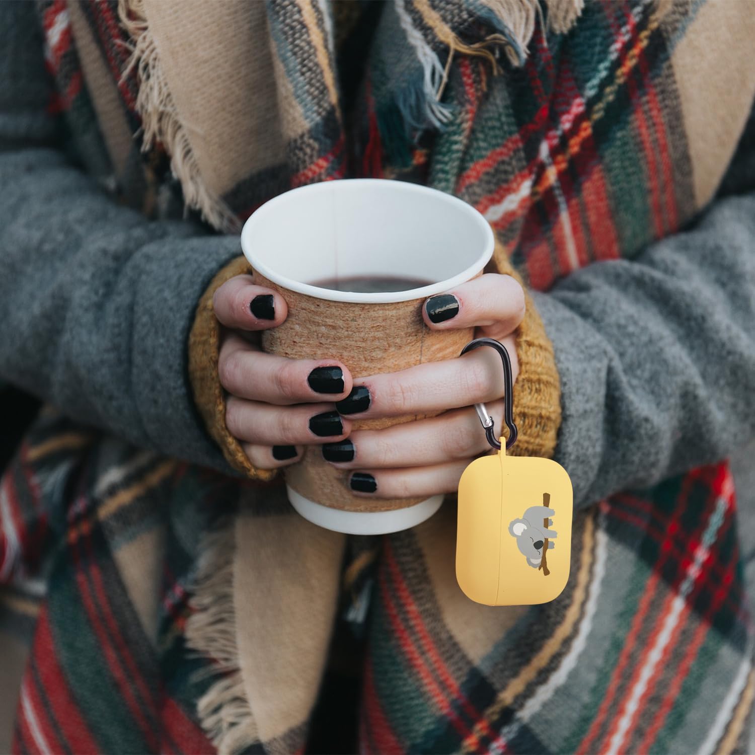Bonita funda de koala para dormir compatible con AirPods Pro 2 con llavero, diseño de animales de dibujos animados, funda de TPU suave para AirPods