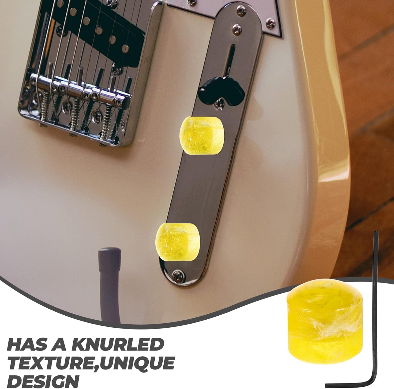 FOMIYES Perillas negras musicales, 3 pomos giratorios para guitarra, perillas de control de potenciómetro de guitarra eléctrica, 1 juego de pomos de