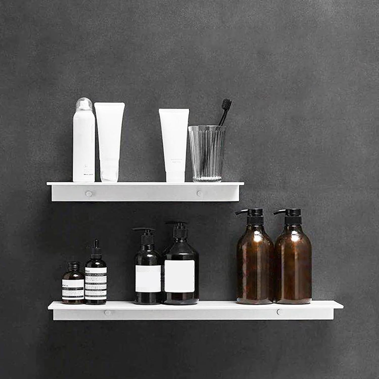 Estante flotante, estante de pared de metal negro para sala de estar, baño, cocina, dormitorio, estantes de exhibición de 12 pulgadas para