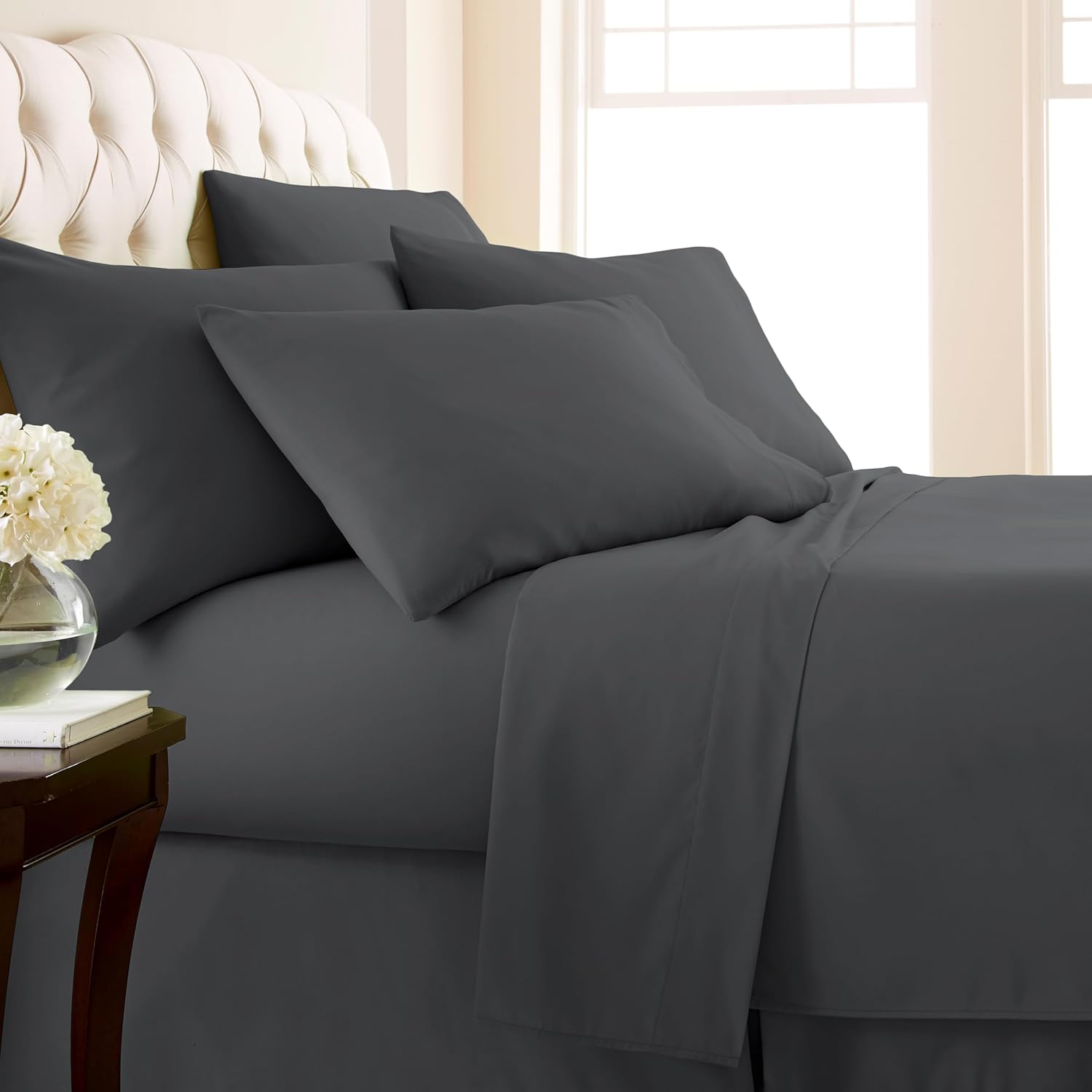 Southshore Fine Living, Inc. Juego de sábanas de microfibra ultrasuave de 7 piezas con bolsillo profundo, sábanas de microfibra ultrasuave con dos