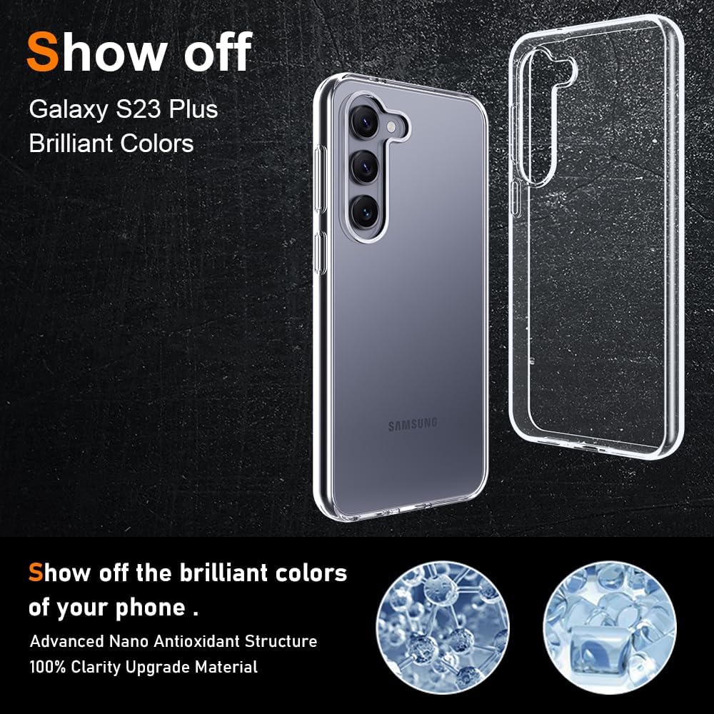 Funda transparente para Samsung Galaxy S23 Plus. Funda protectora de silicona TPU de plástico transparente de ajuste delgado y suave para Samsung