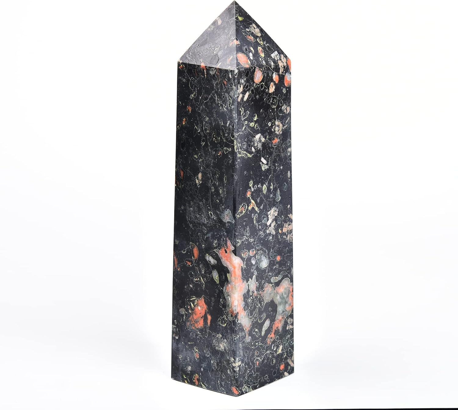 JIC Gem Varitas grandes de cristal de flor de ciruelo de jade para obelisco de cristal curativo, torre de cristal, varita de punto de cuarzo negro,