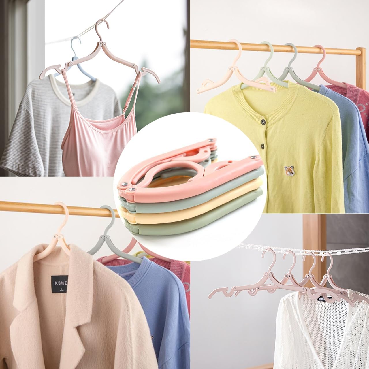 12 perchas plegables de viaje, perchas plegables portátiles de viaje, perchas plegables para ropa, perchas de ahorro de espacio para ropa,