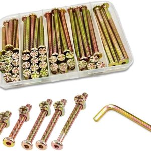 Juego de 25 tornillos para cuna de bebé, juego de 25 tornillos y tuercas de barril, M6x45mm2.165 in2.559 in2.953 in3.346 in3.346 in, Kit surtido de Juego de 25 tornillos para cuna de bebé, juego de 25 tornillos y tuercas de barril, M6x45mm2.165 in2.559 in2.953 in3.346 in3.346 in, Kit surtido de