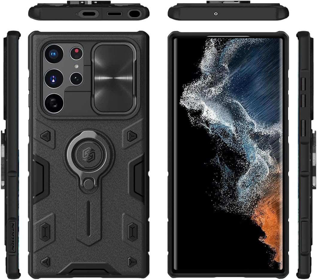 Nillkin CamShield Armor Galaxy S22 Ultra – Funda para Galaxy S22 Ultra con funda deslizante para cámara, protección de grado militar, resistente