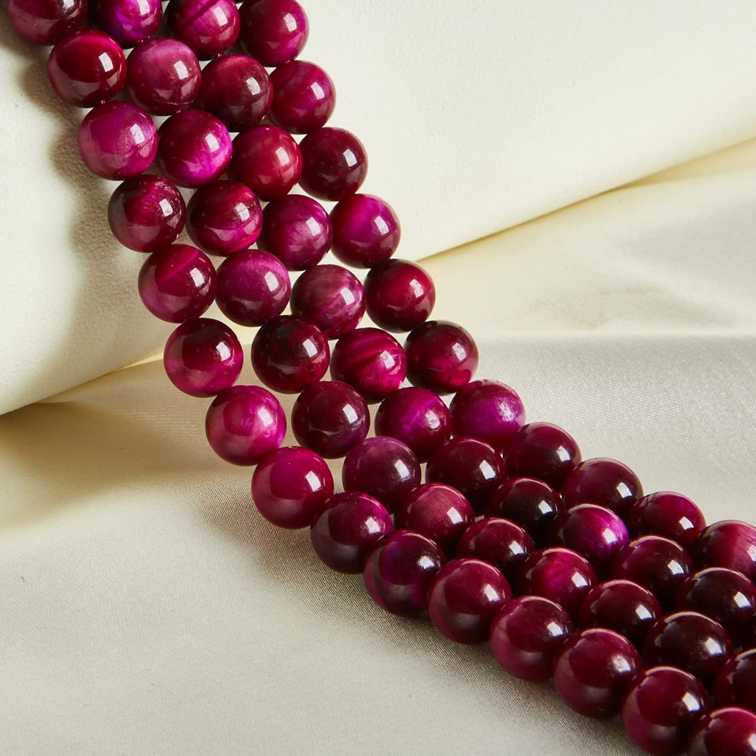 100 cuentas de ojo de tigre magenta magenta de 0.315 pulgadas (0.315 in) cuentas de piedras preciosas naturales redondas sueltas para manualidades y