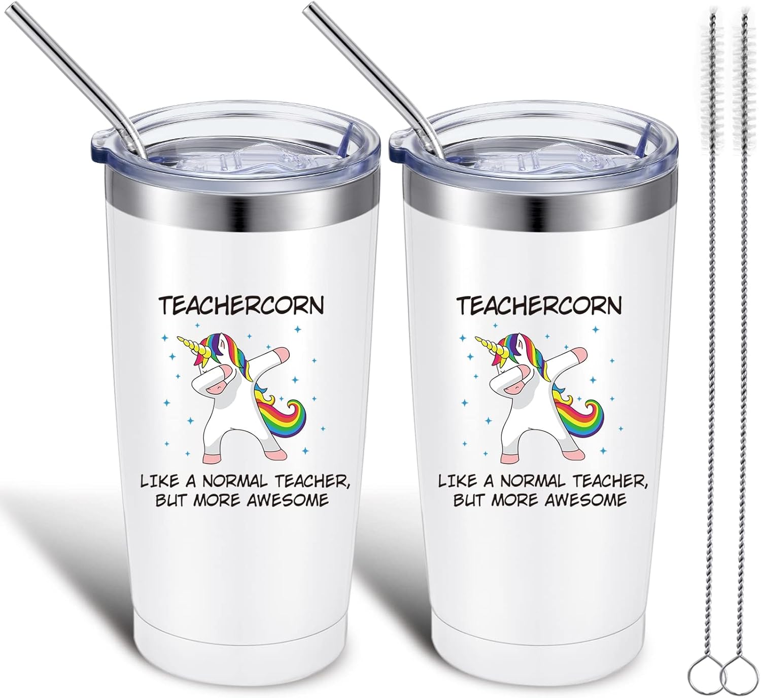 2 vasos de unicornio para profesores, regalos de graduación, regalo de agradecimiento para profesores, ideal para el día del maestro, cumpleaños,