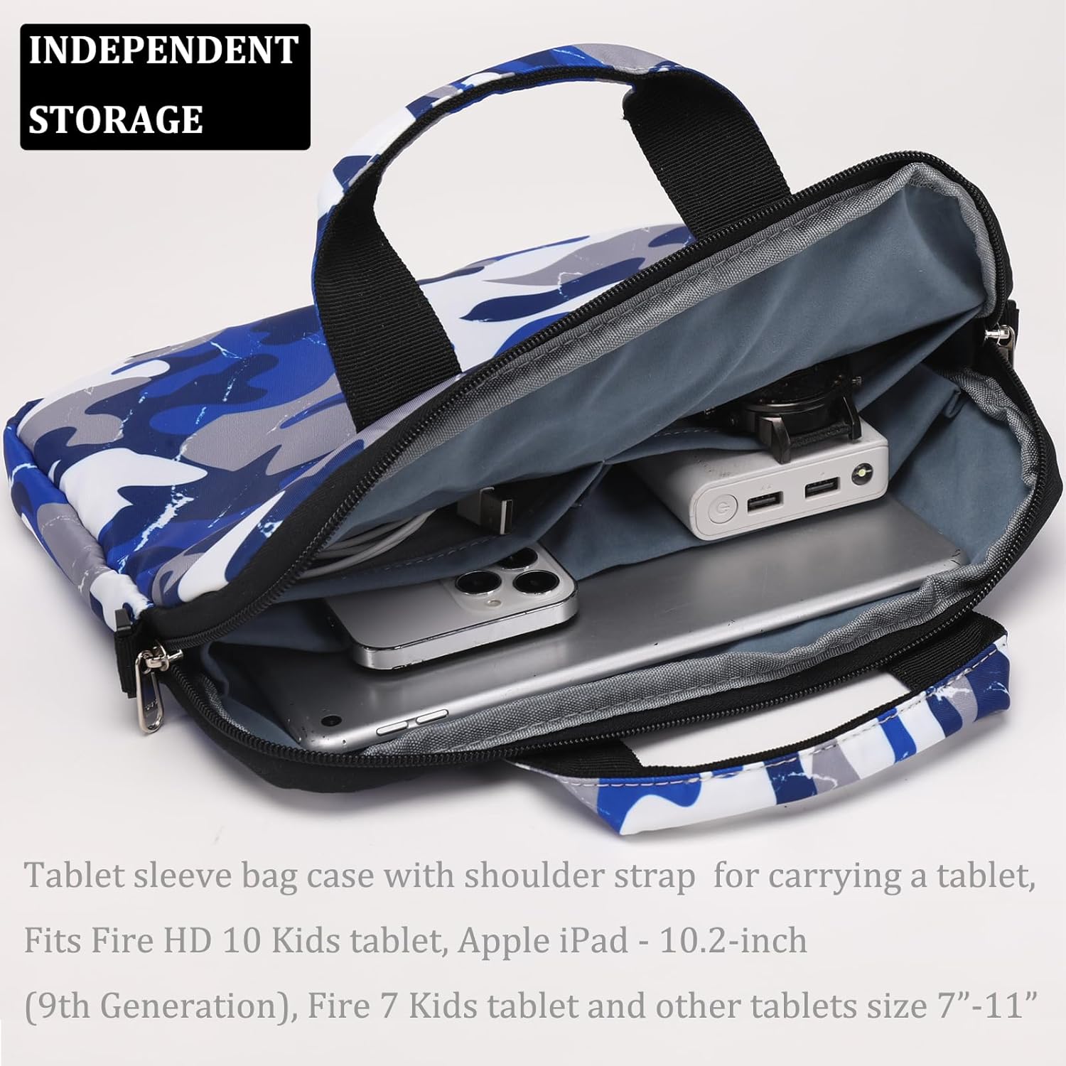 JIANYA Funda para tableta para niños, bolsa de transporte para iPad con correa para el hombro, bolsa de tableta de 10-12.5 pulgadas para niños