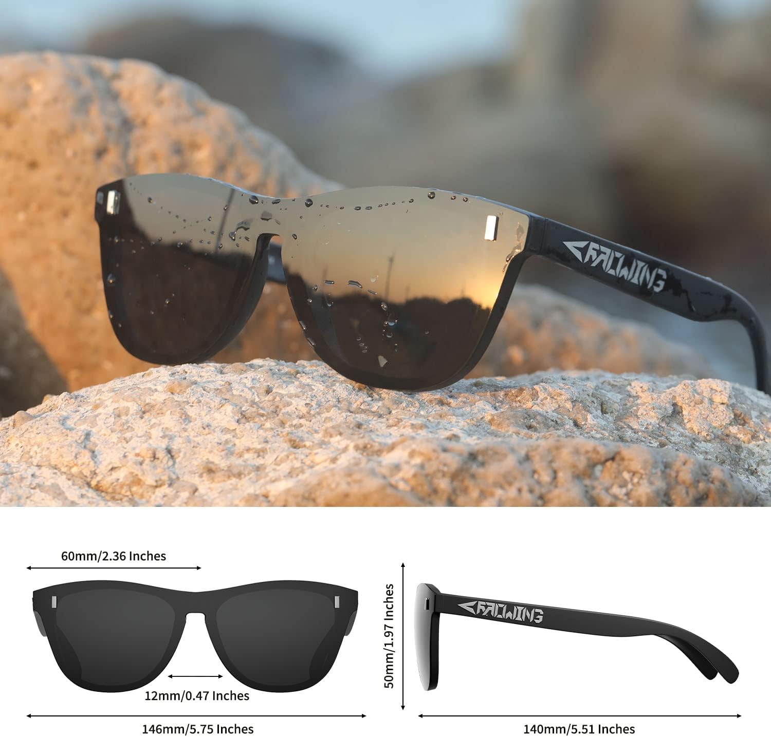 ROCKNIGHT HD polarizado UV400 protección antideslumbrante ligero gafas de sol TR90 marco