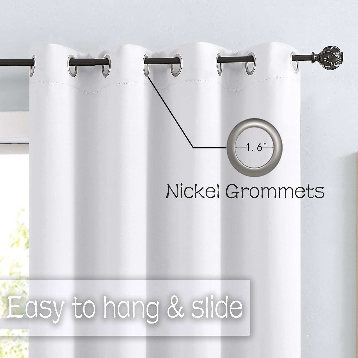 FMFUNCTEX Cortinas opacas blancas para ventana para sala de estar, dormitorio, bloqueo de luz total, cortinas para sala de estar, juego de