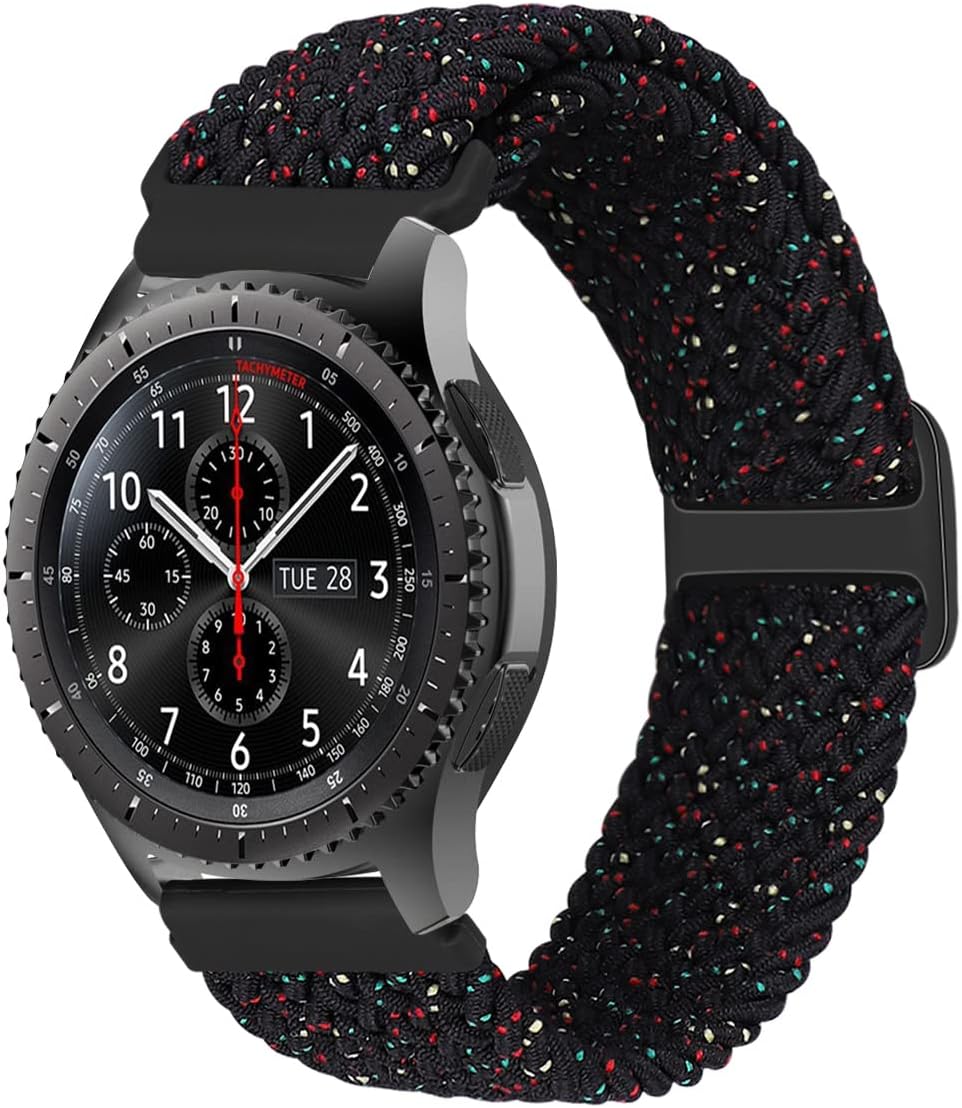 Correa de nailon trenzada Solo Loop de 0.866in, compatible con Samsung Galaxy Watch Gear S31.811in, correa elástica de repuesto para mujeres y