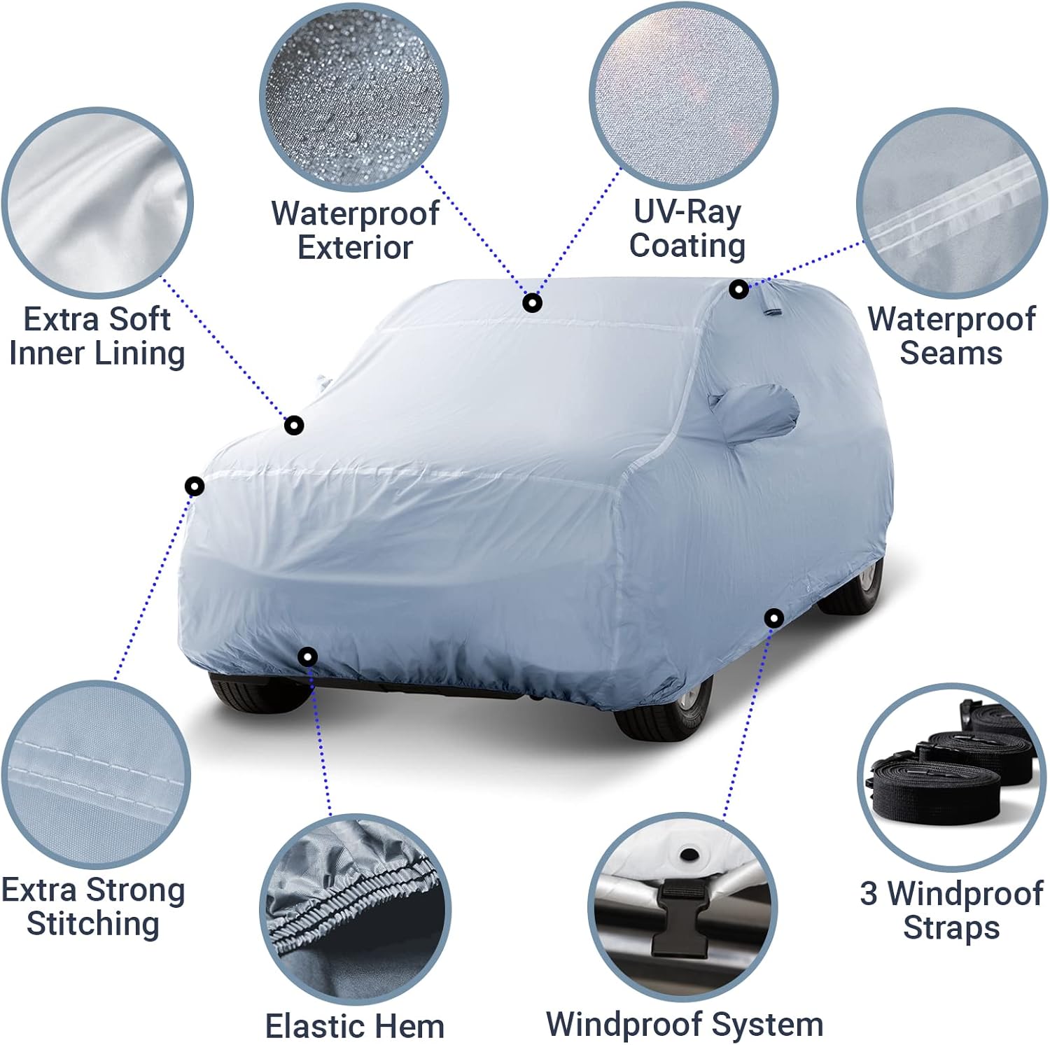 iCarCover Funda de automóvil premium para Nissan Armada 2004-2022, impermeable, para todo tipo de clima, lluvia, nieve, rayos UV, protector de