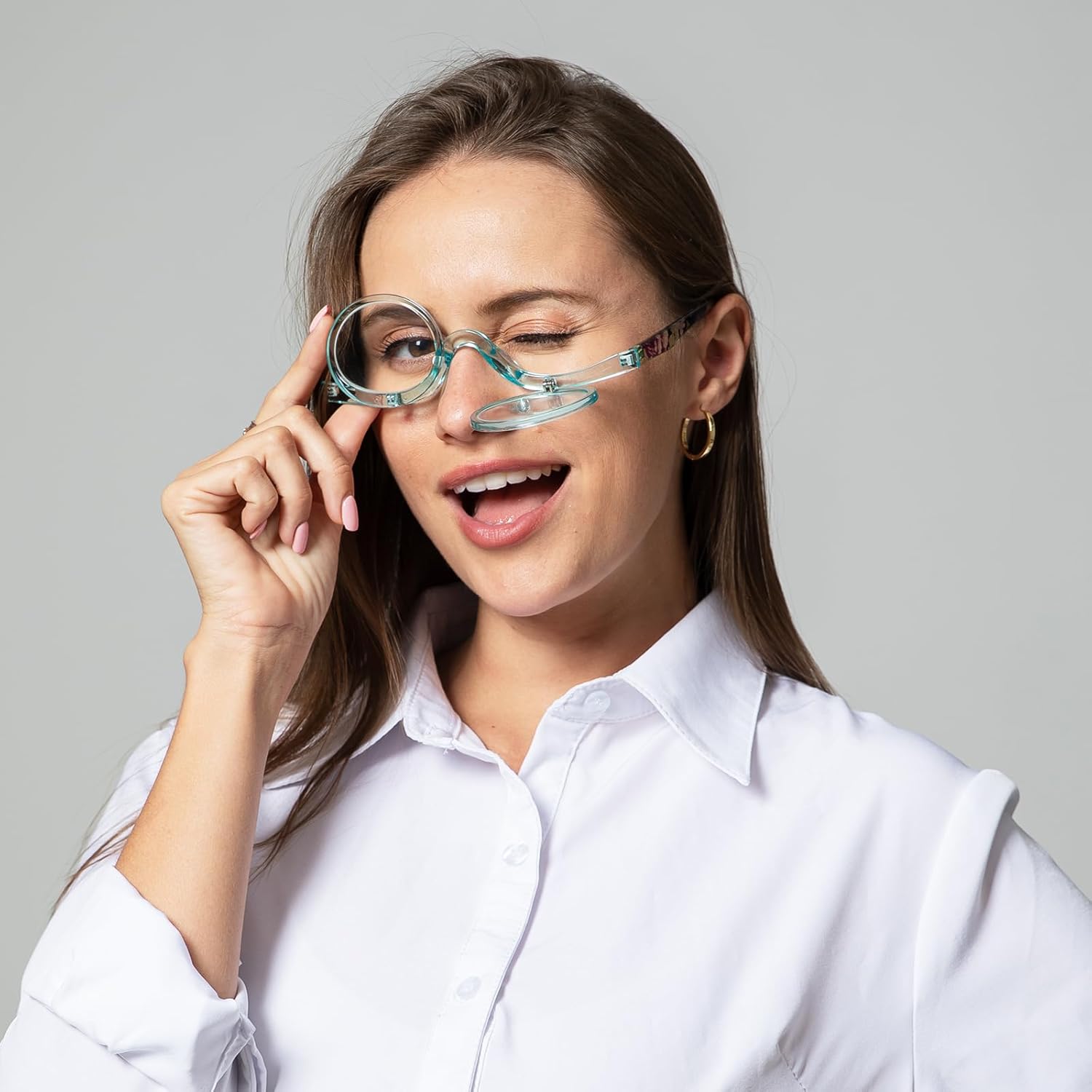 MMOWW 2 pares de anteojos de lectura de maquillaje para mujer, con lupa abatible, para lectores cosméticos