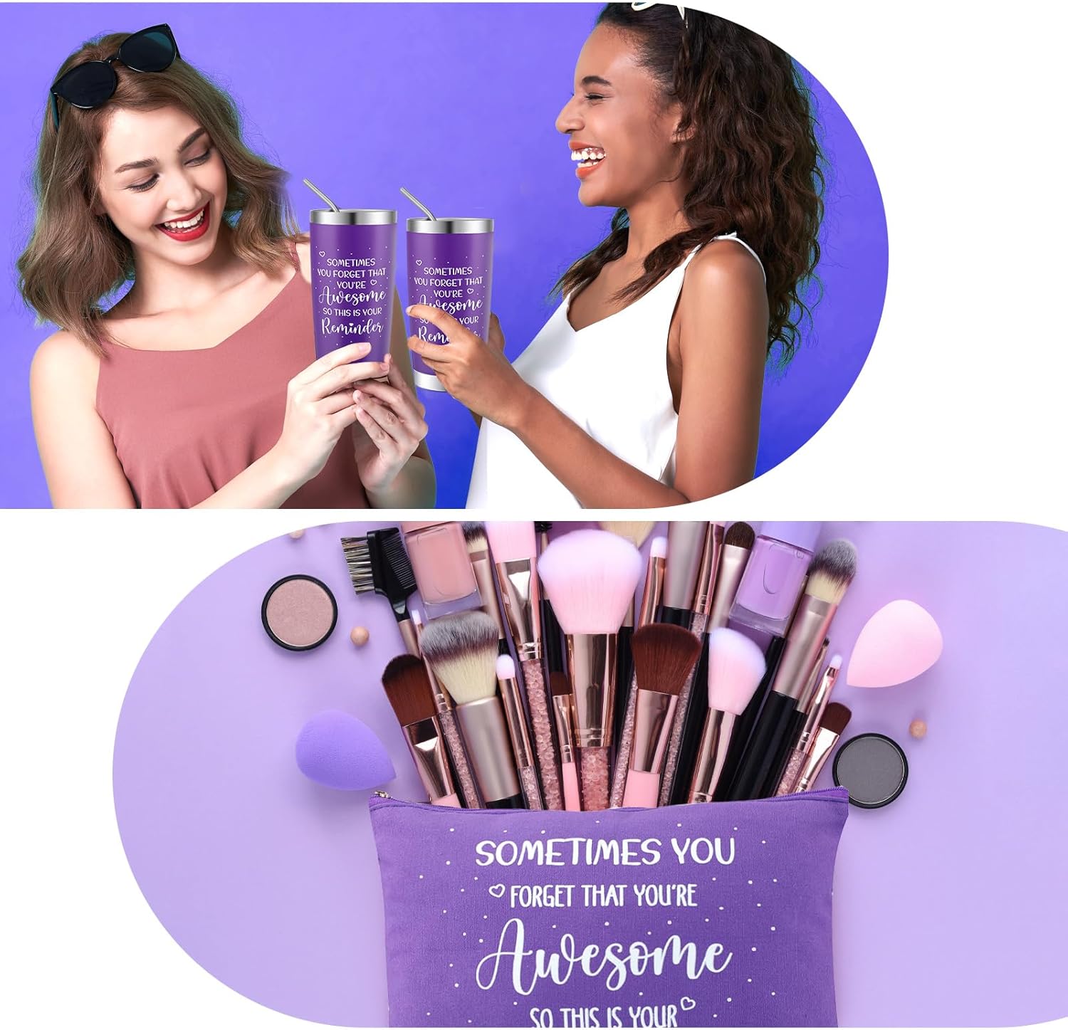 Zhehao 3 piezas de regalos inspiradores morados para mujeres, regalos de agradecimiento, regalos del día de la madre, vaso morado café de 20 onzas,