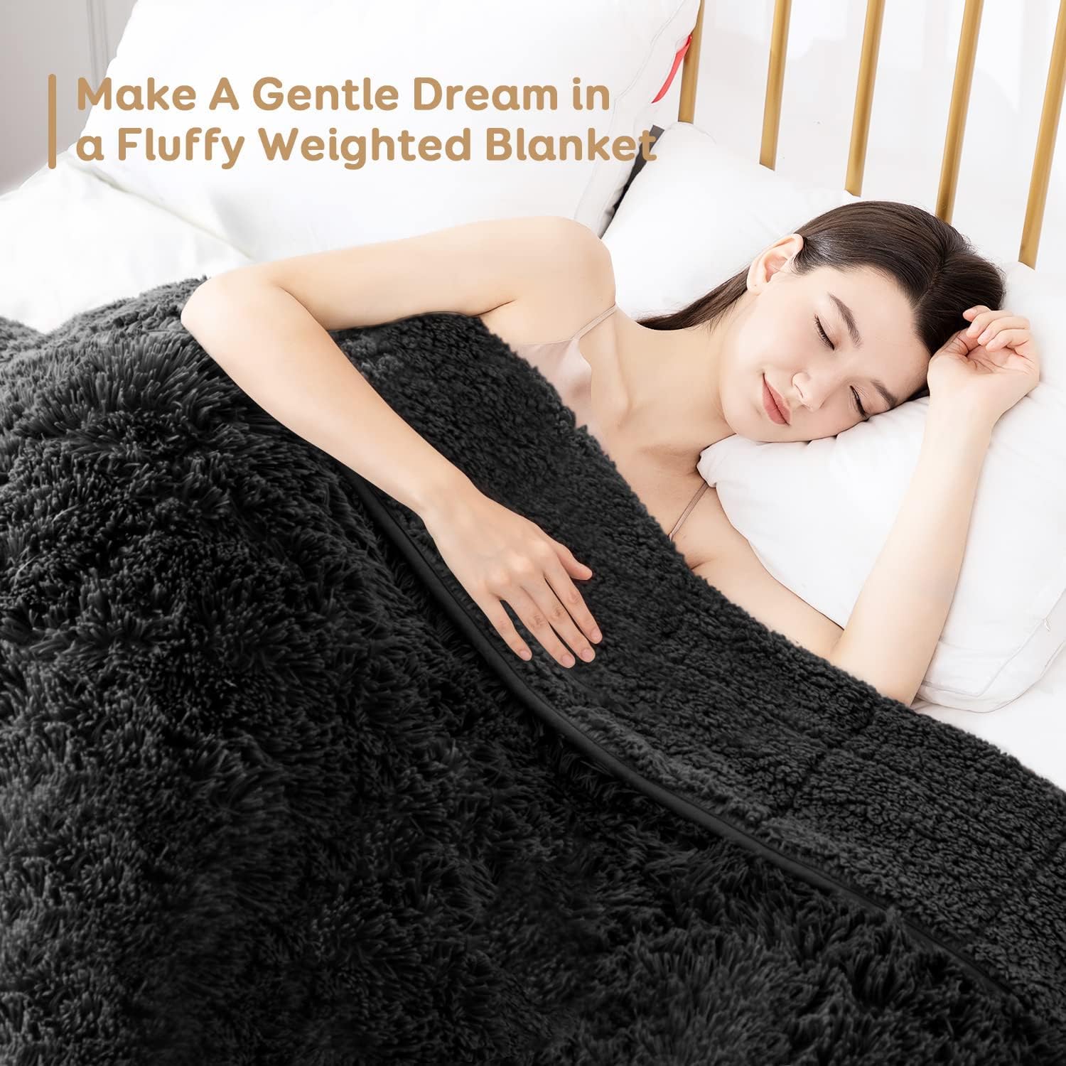 Uttermara Manta con peso de piel sintética lanuda tamaño Queen, 15 libras de largo, manta de cama Sherpa suave y esponjosa para adultos, ultra