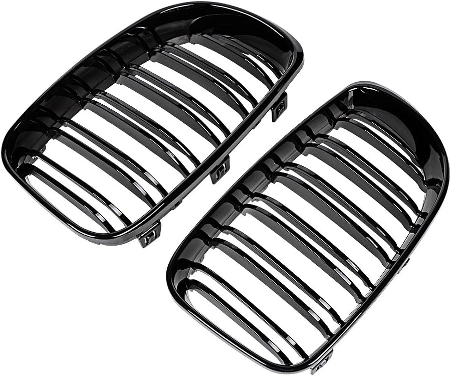 Astra Depot Parrilla de riñón de parachoques delantero negro brillante compatible con BMW Serie 1 E81 E82 E87 E88 2007-2011