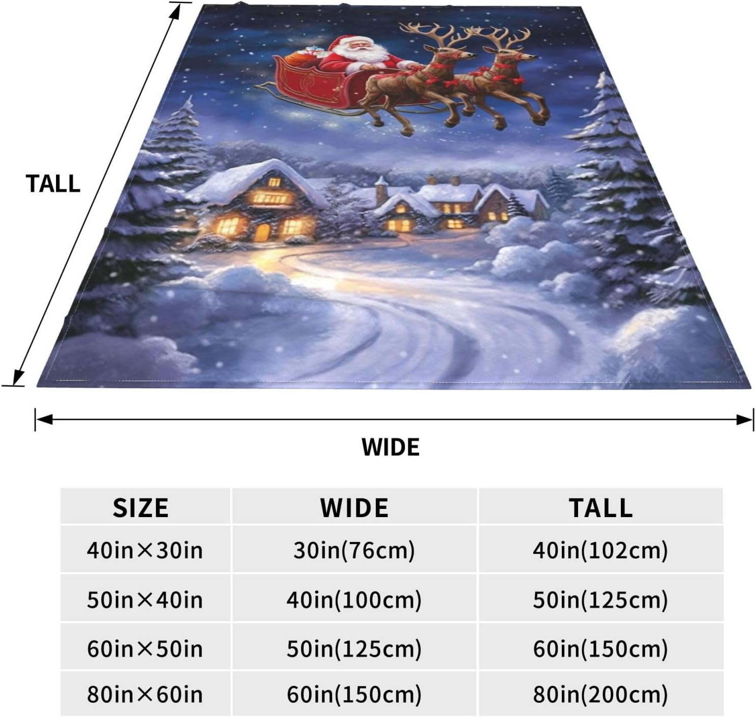 Manta de felpa de Papá Noel, manta de Navidad y manta cálida para sofá, dormitorio, dormitorio, 50 x 40 pulgadas