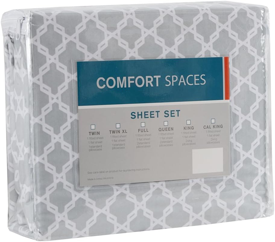 Comfort Spaces – Juego de sábanas de 3 piezas Coolmax supersuave y resistente a la decoloración que absorbe la humedad con elásticos alrededor que