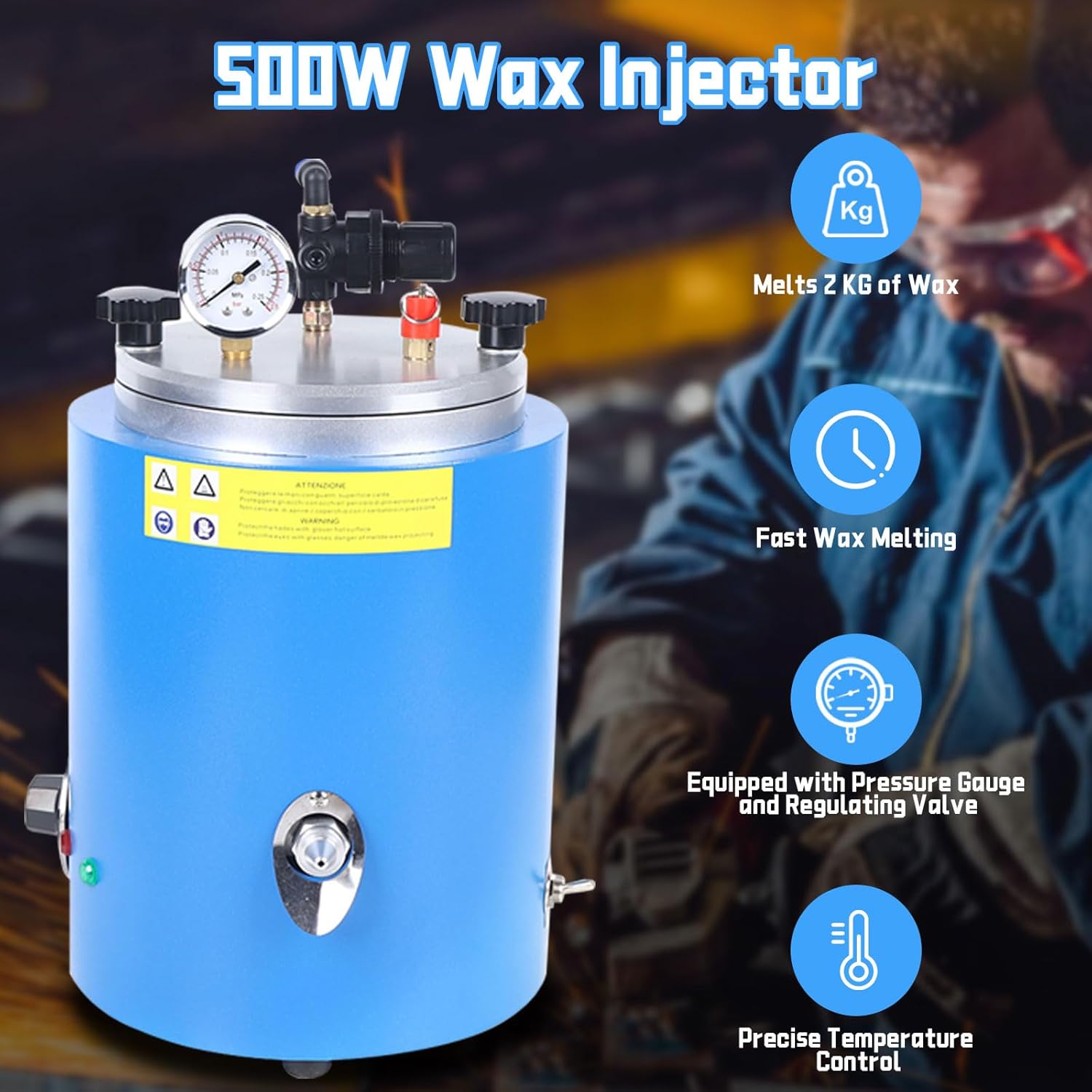 Inyector de cera de 2.2L, máquina de inyector de cera de 500W, Máquina de fundición de cera de temperatura ajustable 86.0 F-230.0 F, Máquina de