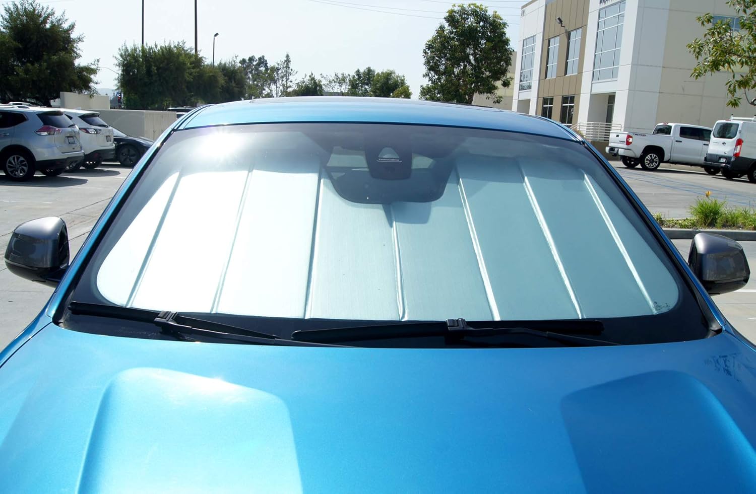 TuningPros SS-075-L – Parasol para parabrisas de automóvil, ajuste personalizado, parasol de cuero sintético y acabado de fieltro gris, juego de 1
