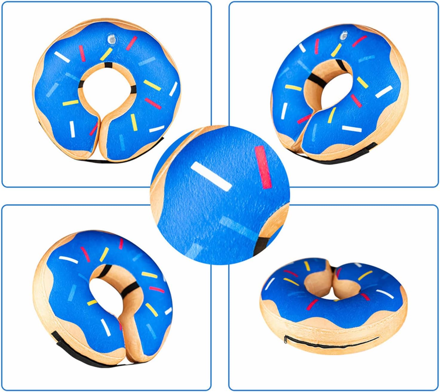 Collar inflable protector para perros y gatos, cono de mascota de recuperación suave, collar electrónico no impide la visión, azul, L