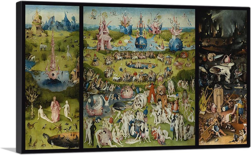 ARTCANVAS Hieronymus Bosch 1515 – Lienzo decorativo enmarcado estirado, póster de pintura giclée, decoración de pared, 18 x 12 pulgadas (1.50