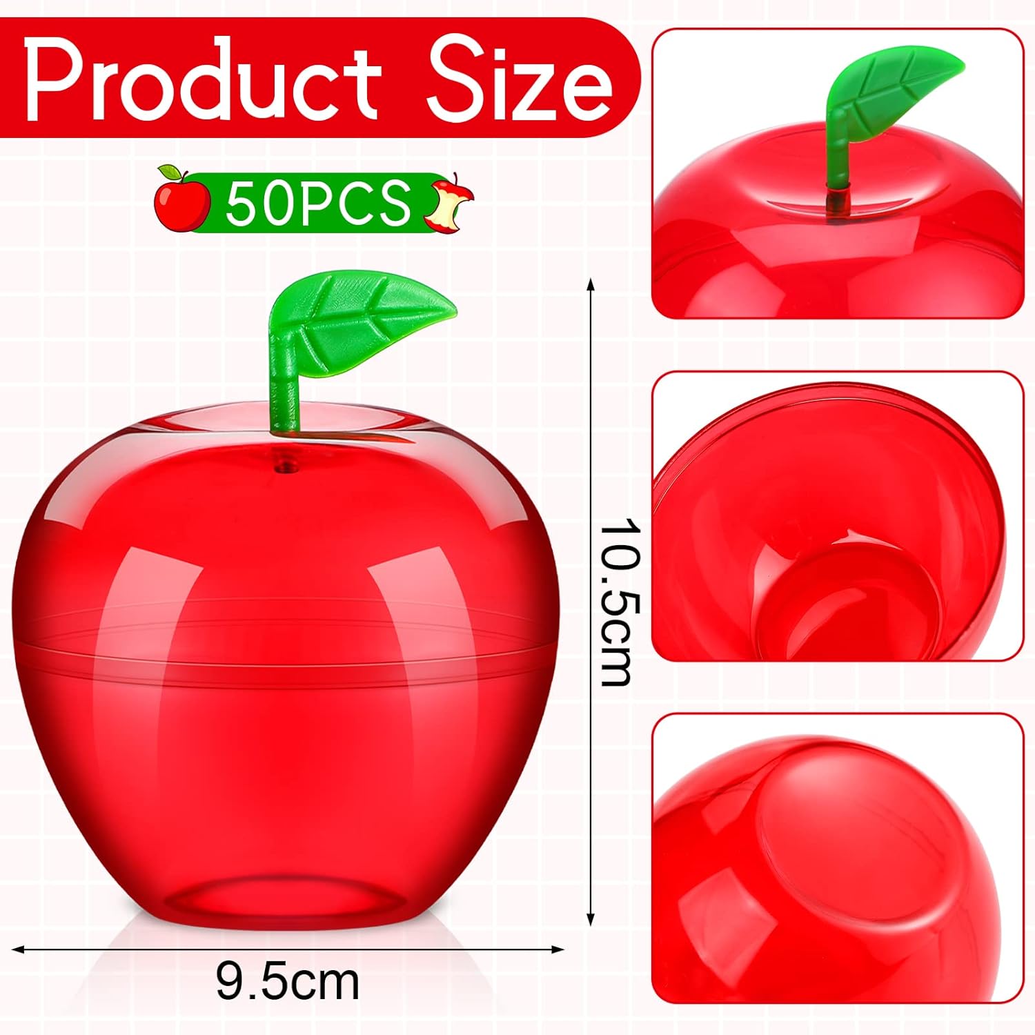 Tanlade Recipiente de plástico para manzana, contenedor de San Valentín, regalos para profesores, soporte para dulces de regreso a clases, fiesta de