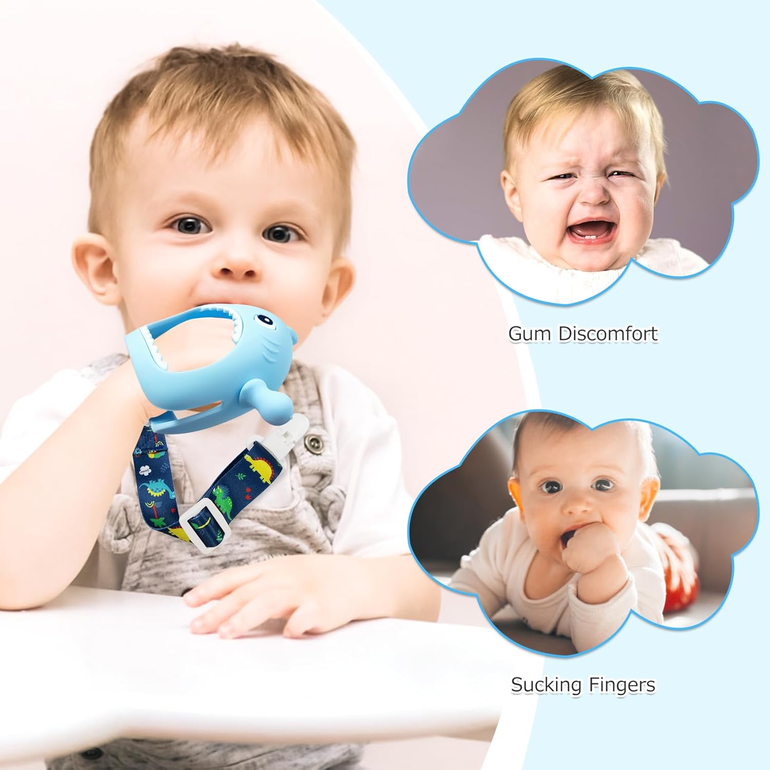 Kpblis Juguete mordedor de silicona para bebés de 0 a 6 meses, nunca se cae, juguetes de dentición para bebés de 6 a 12 meses, chupetes mordedores