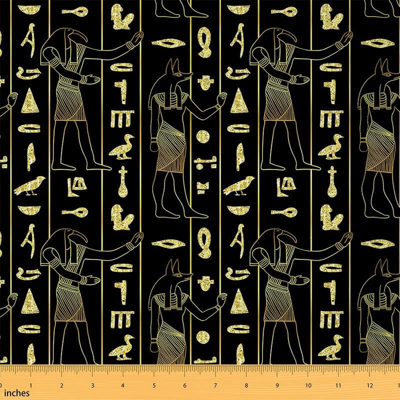 Feelyou The Yard, tela de tapicería con patrón del antiguo Egipto para sillas, tela decorativa exótica tribal egipcia para tapicería y proyectos de