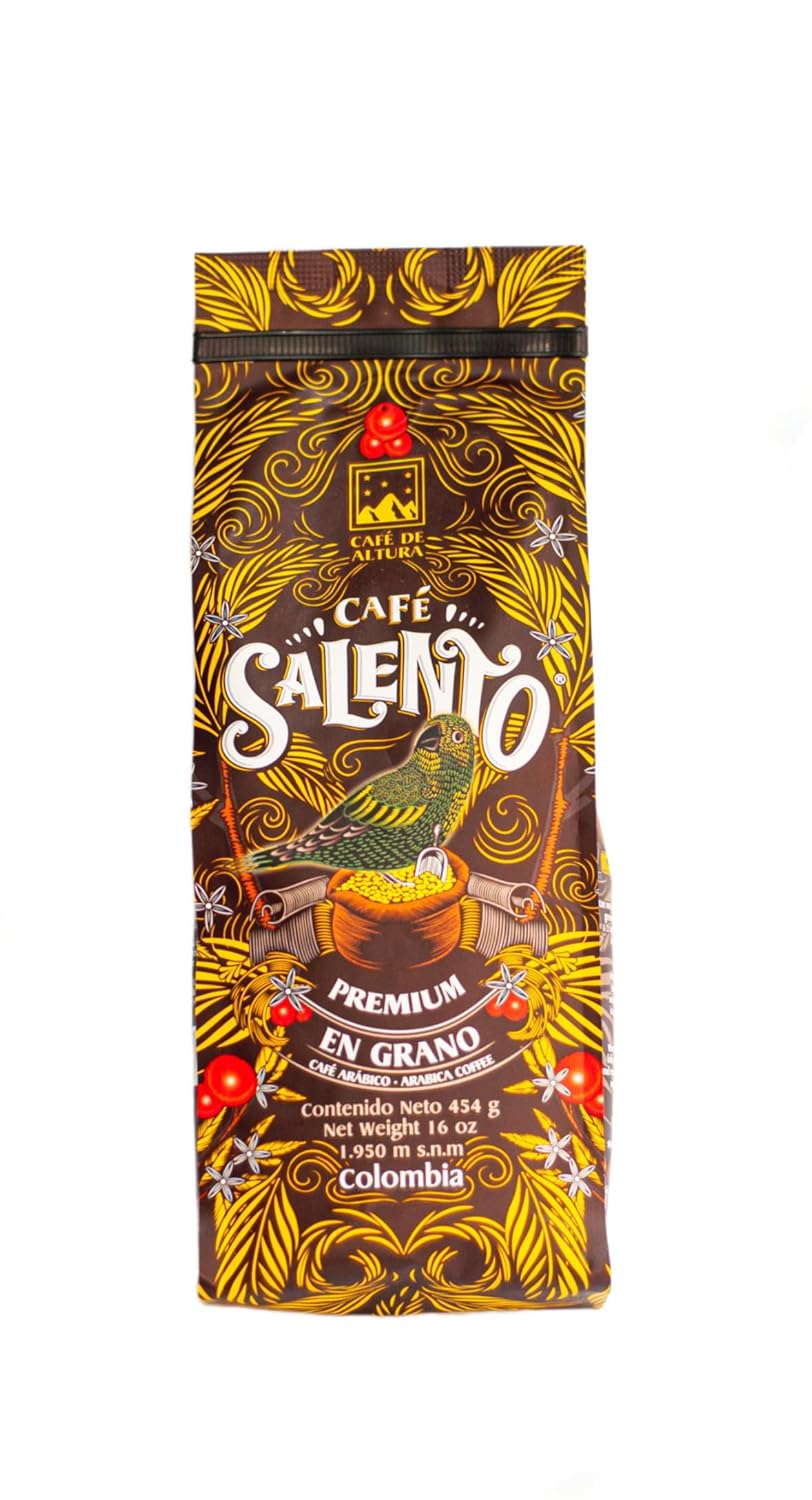 Cafe Salento Gourmet Premium – Café en grano entero, tostado medio, bolsa de 16 onzas, 100% café colombiano (grano entero de tueste medio)