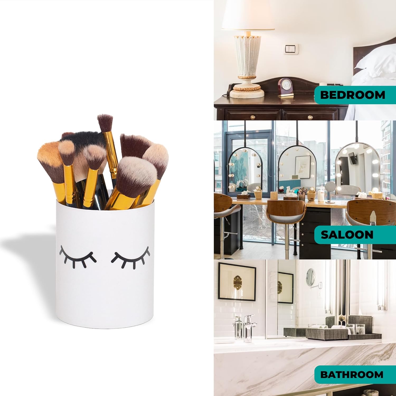GEGUTON Soporte para bolígrafo con diseño de maquillaje, accesorios y portalápices para organizadores de escritorio, artículos de decoración para