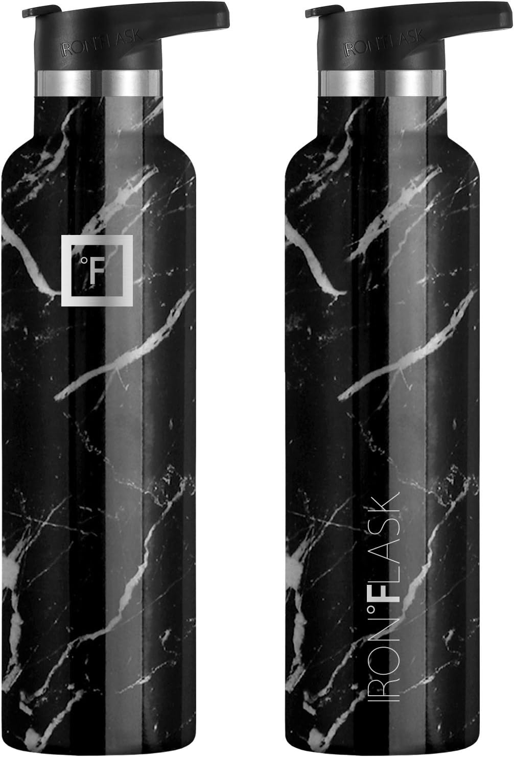 IRON FLASK – Botella de agua deportiva de 12 onzas, 16, 20, 24, 32, y 64 onzas, 3 tapas (tapa de boquilla), acero inoxidable aislado al vacío, frío,