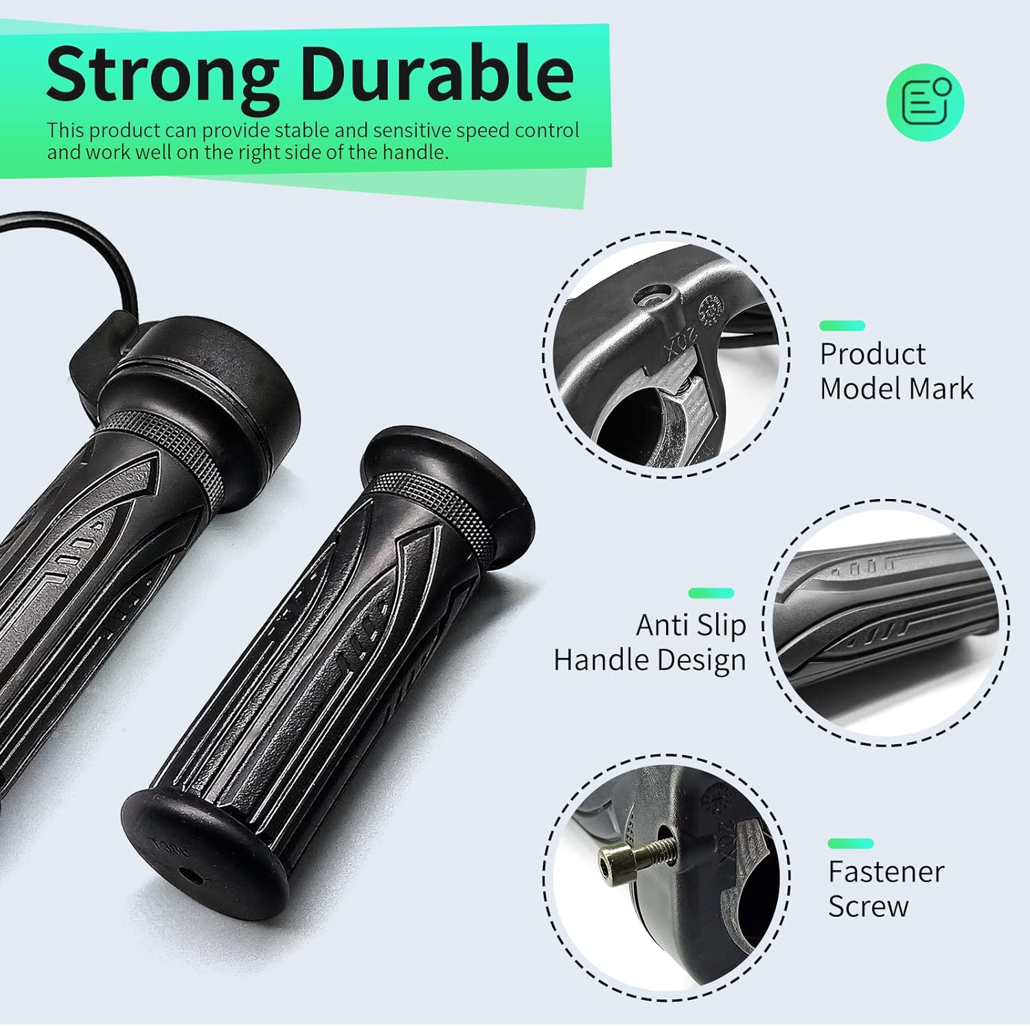 MUSELK Bicicleta eléctrica 20X Full Half Twist Acelerador Mango derecho Acelerador 3PIN Conector hembra para BBS01 BBS02 BBSHD Mid Motor Acelerador