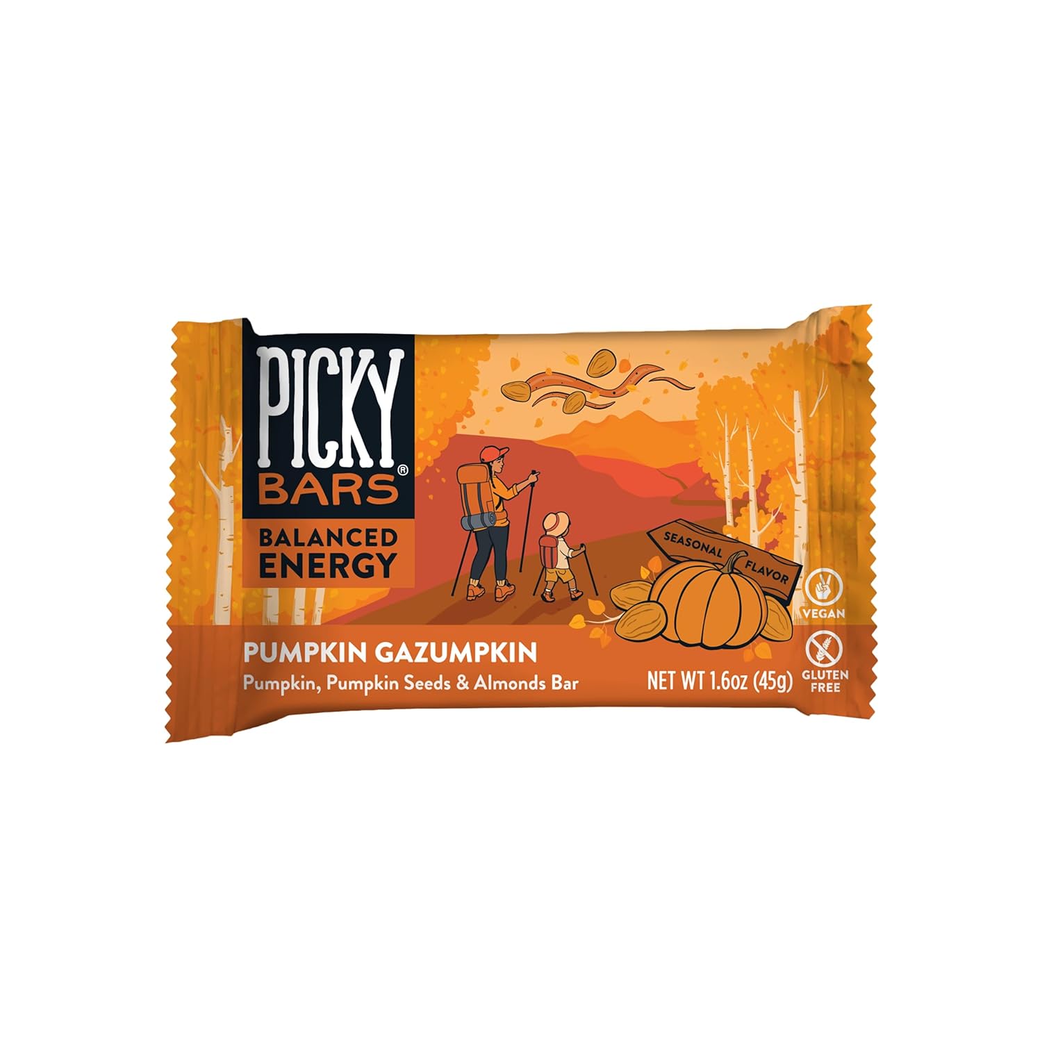 Picky Bars Real Food Barras energéticas, proteínas a base de plantas, totalmente naturales, sin gluten, sin OMG, sin lácteos (gazumpkin de calabaza,