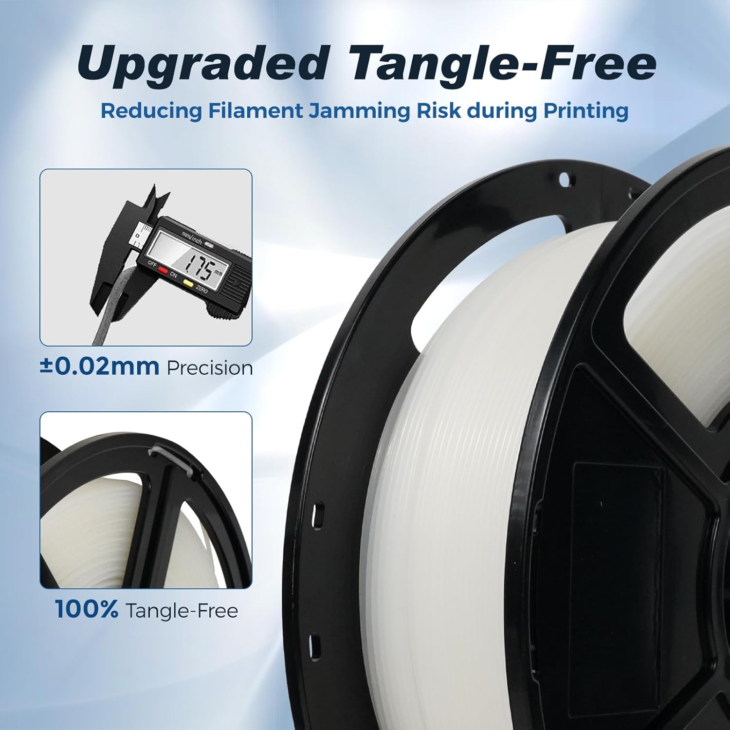 FLASHFORGE – Filamento PLA, 116 de pulgada, impresión de alta velocidad de 500 mms, carrete de 2.2 libras de filamento sin enredos, precisión