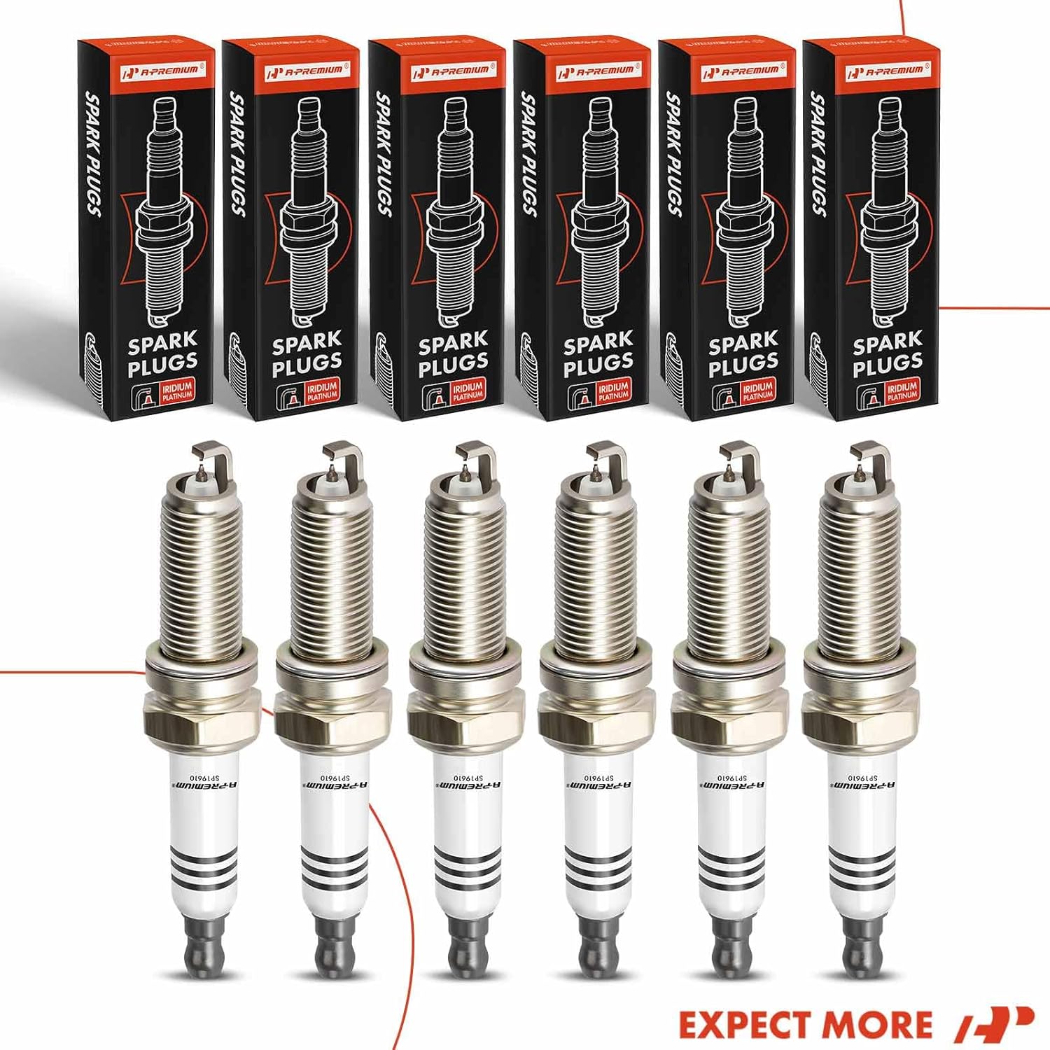 A-Premium Bujías iridio Platinum compatibles con Volkswagen Passat 2006-2018, Atlas 2018-2019, Touareg 2007-2017 y Audi Q7 2007-2010 y Porsche