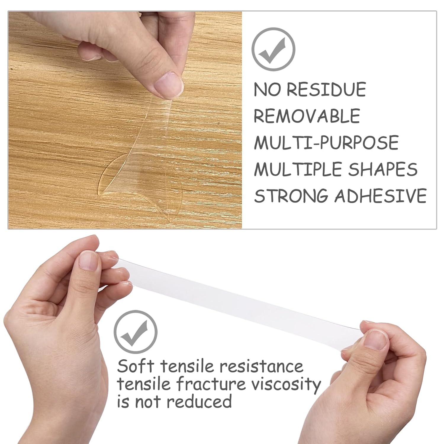Puntos adhesivos de doble cara, calcomanías de cinta transparente, cinta adhesiva fuerte extraíble sin rastro para colgar fotos, manualidades,