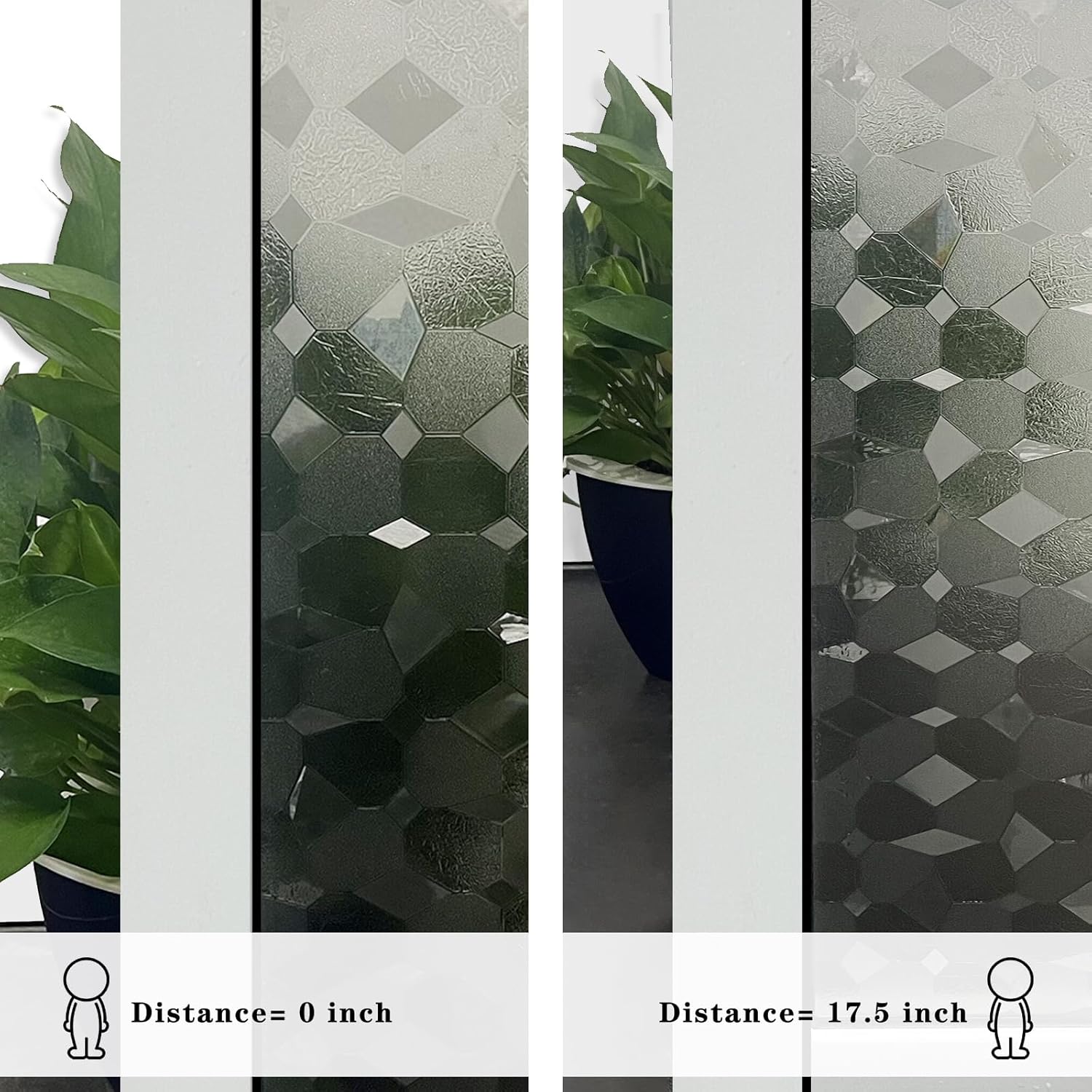 ConCus-T Película de vidrio esmerilado para ventana, vinilo 3D, sin pegamento, extraíble, anti UV, tinte de ventana para oficina en casa, 17.52 x