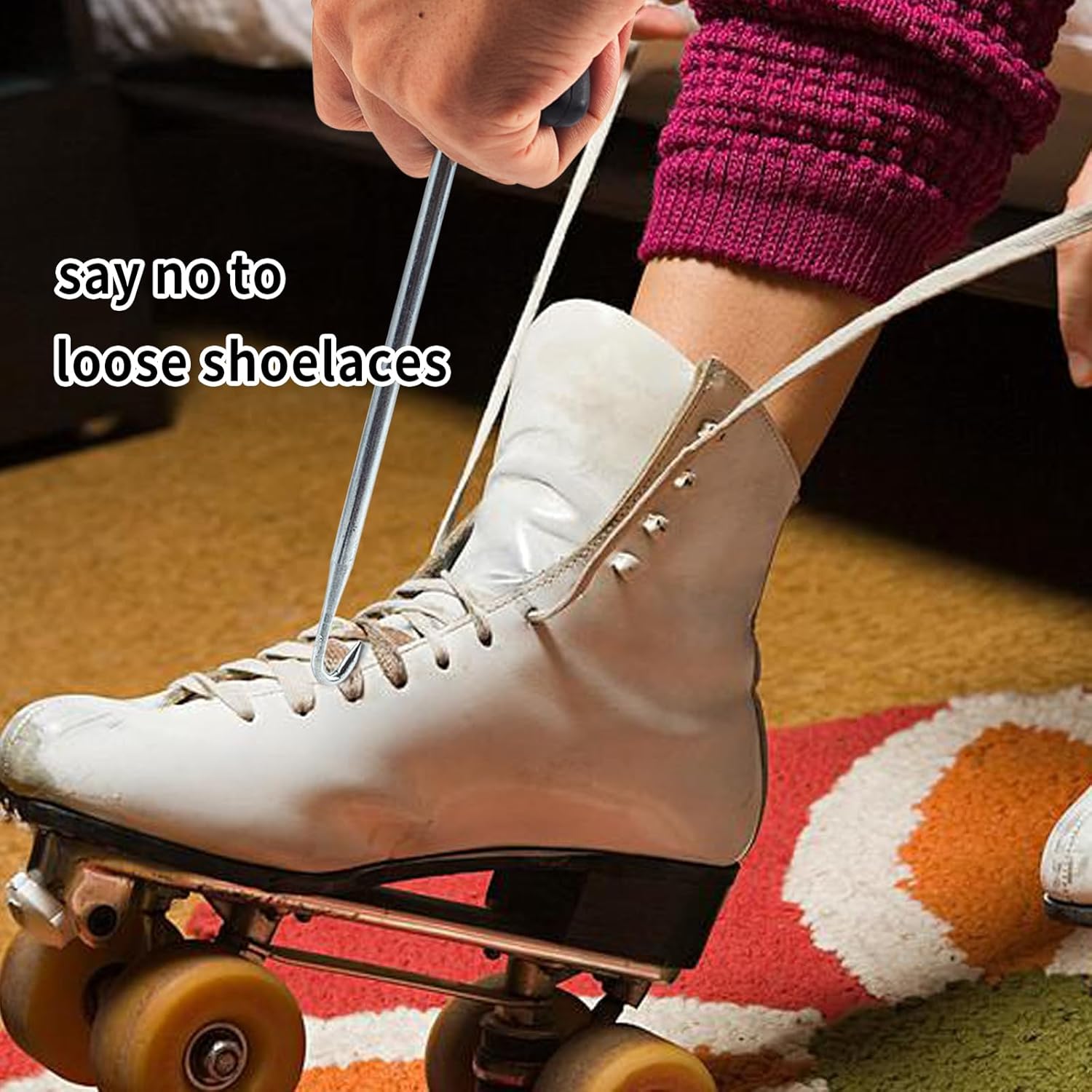 UOMIO Tensor de encaje de hockey, herramienta de ajuste de encaje de zapatos, herramienta de ajuste de encaje para patines de hielo, herramienta de