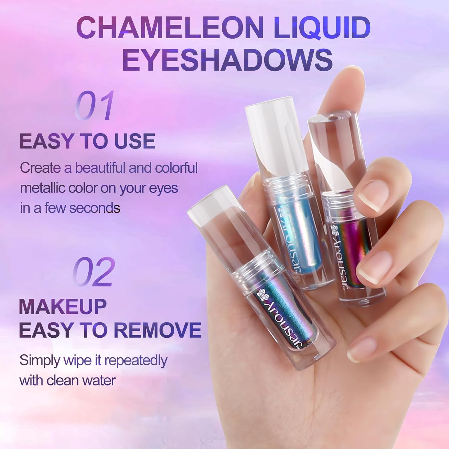Sombra de ojos líquida metálica, sombra de ojos metálica camaleón, cambio multicolor, maquillaje de ojos altamente pigmentado y brillante,
