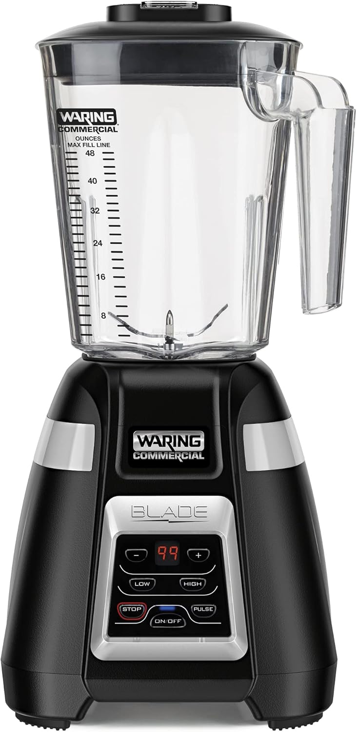 Waring Licuadora comercial BB340 Blade 1 HP, teclado de 2 velocidades con pulso y temporizador de cuenta regresiva de 99 segundos, contenedor de