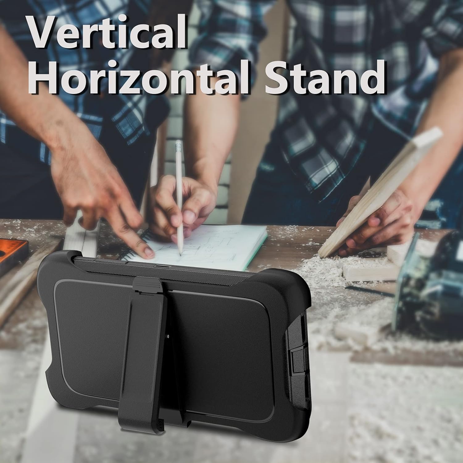 Funda para iPhone 12 con clip para cinturón y 2 protectores de pantalla, resistente de grado militar, funda de cuerpo completo (negro)
