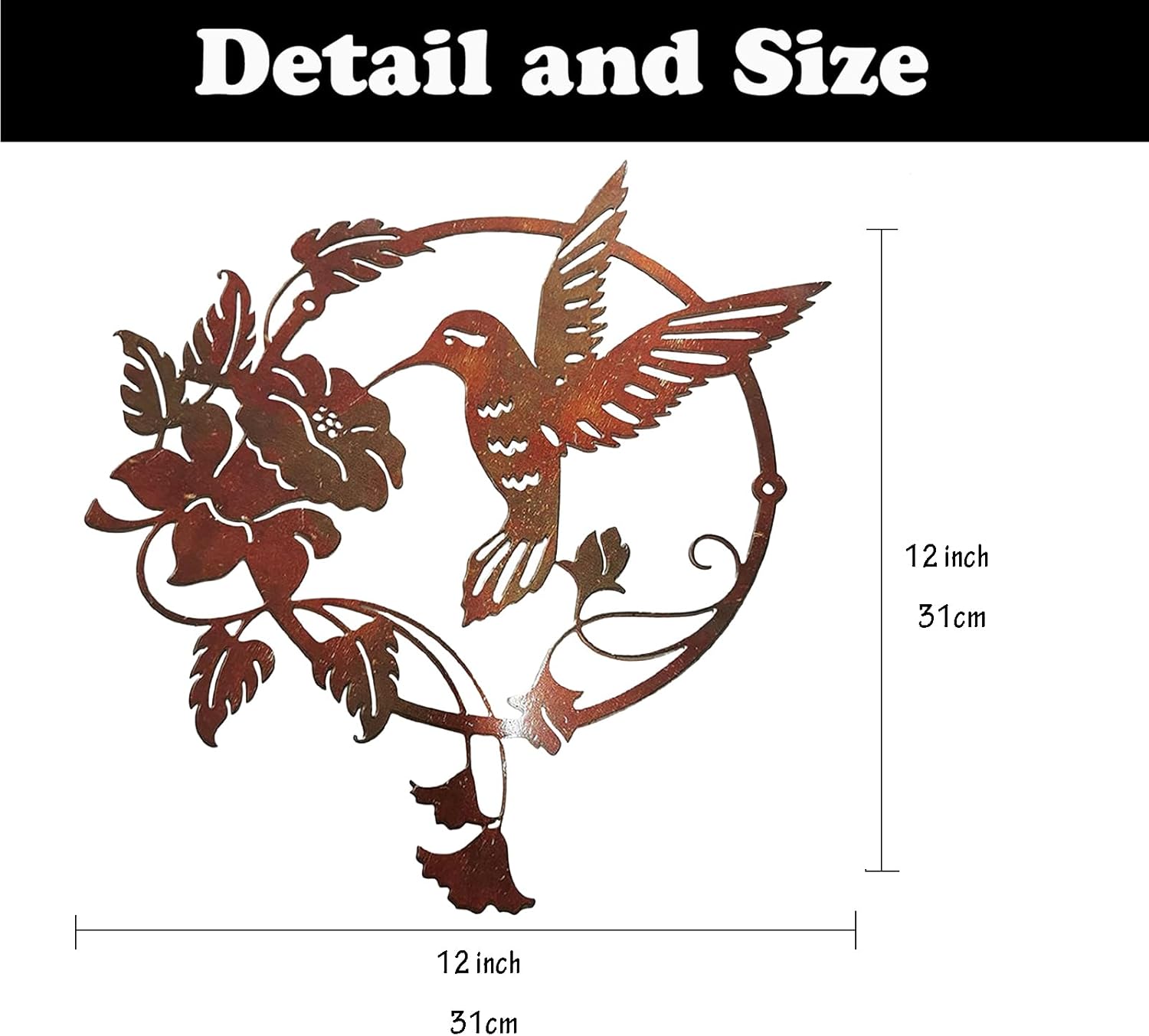 DUZYXI Decoración redonda de metal para pared, silueta de pared de pájaros de metal, decoración colgante de arte de pared de pájaros y flores,