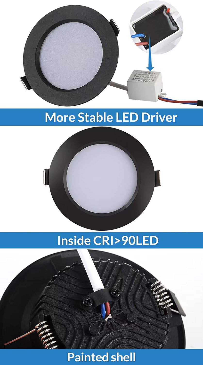 RV Boat Recessed Ceiling Light,4 Pack,12-24Volt LED Puck Light,RV LED Down Light,Slim LED Panel Light,DC 12V-24V Ceiling Light,Solar Down Light,All