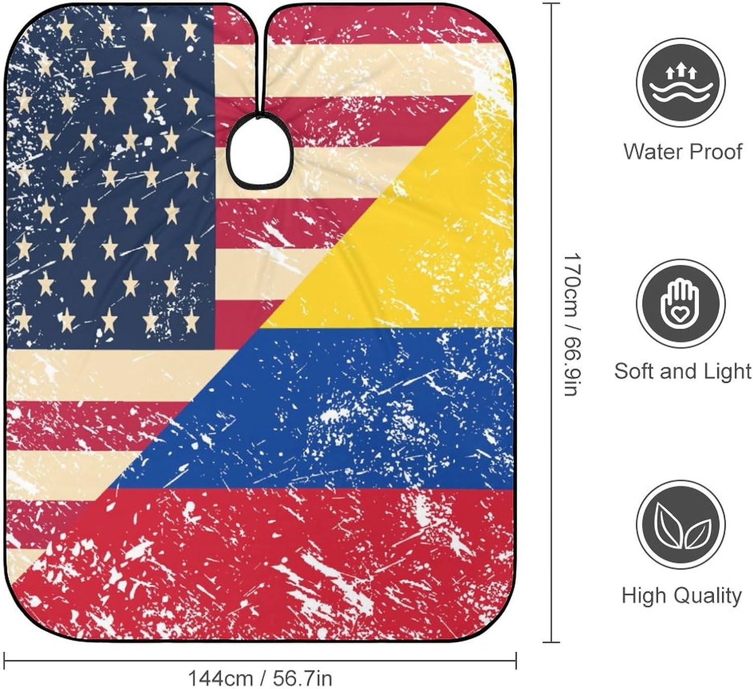 American and Columbia Retro Flag – Capa de peluquería para adultos, delantal de corte profesional para salón de belleza, para hombres y mujeres