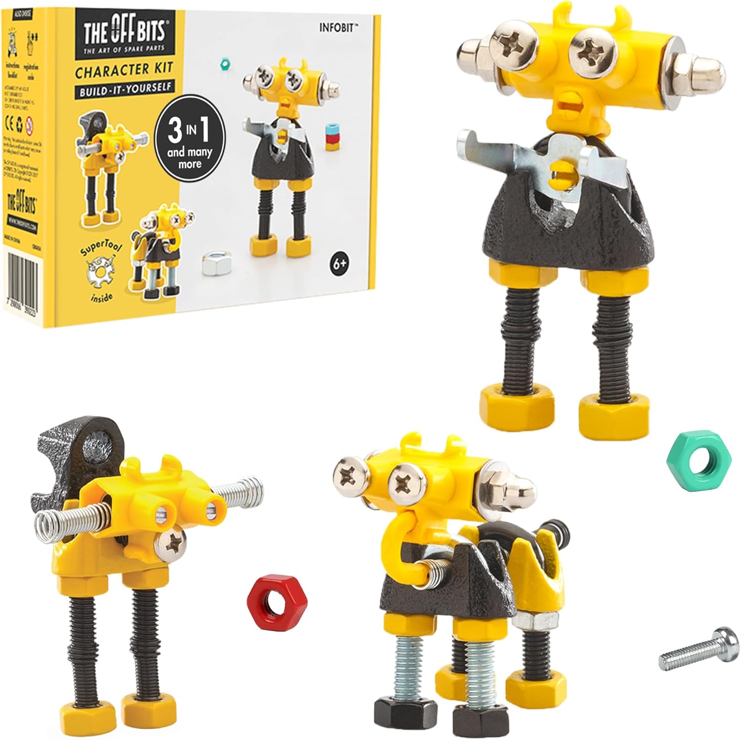 The Off Bits Juegos de construcción de juguetes kit de modelo de robot InfoBit para niños a partir de 6 años, mini juguetes STEM con tuercas y