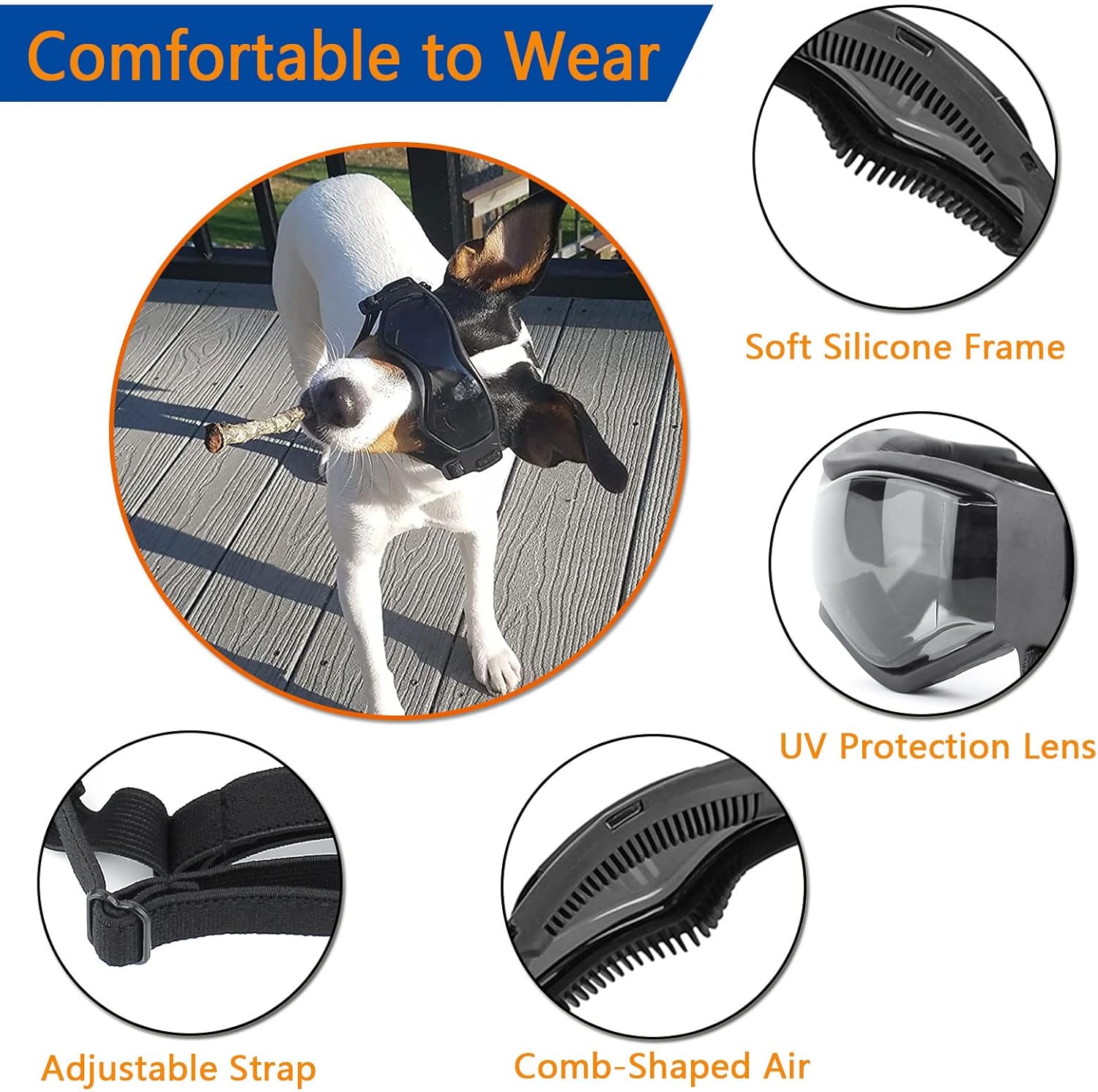 Gafas de sol para perros pequeños, lentes de sol para perros de raza pequeña, protección UV, protección contra el viento, protección contra el polvo
